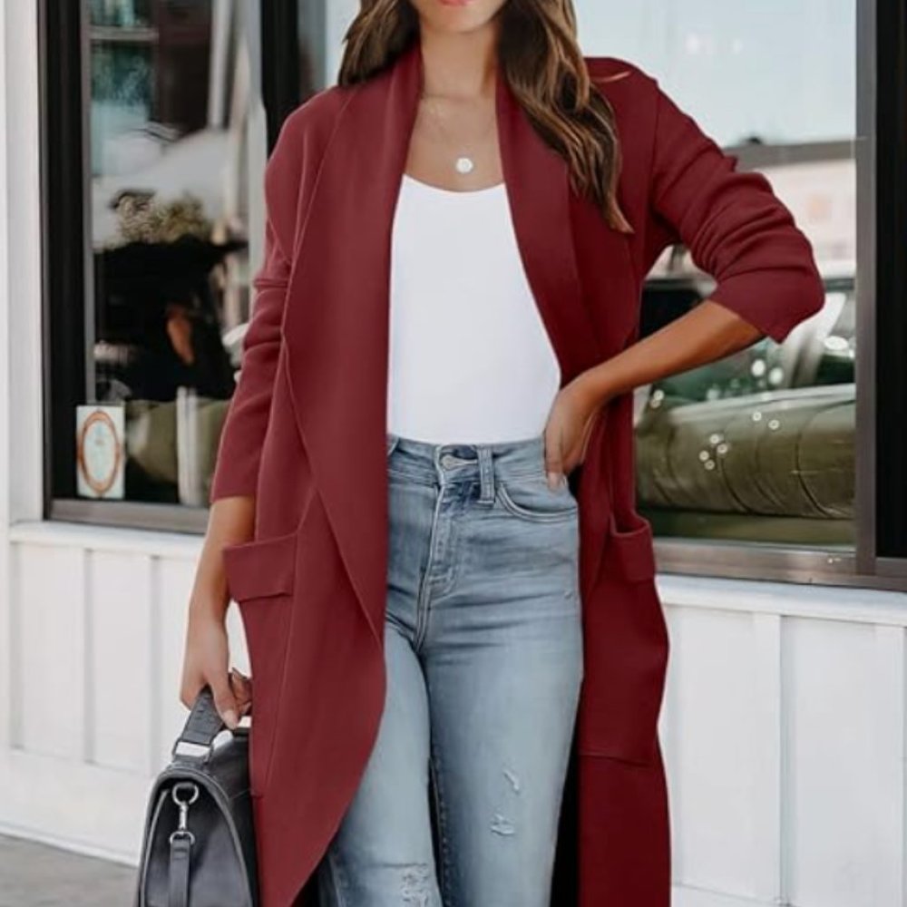 Long shall collar burgundy sweater